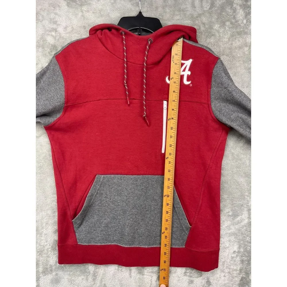 Nike Alabama Crimson Tide Men's Pullover Hoodie Medium Red Grey‎ Zip Pocket Logo